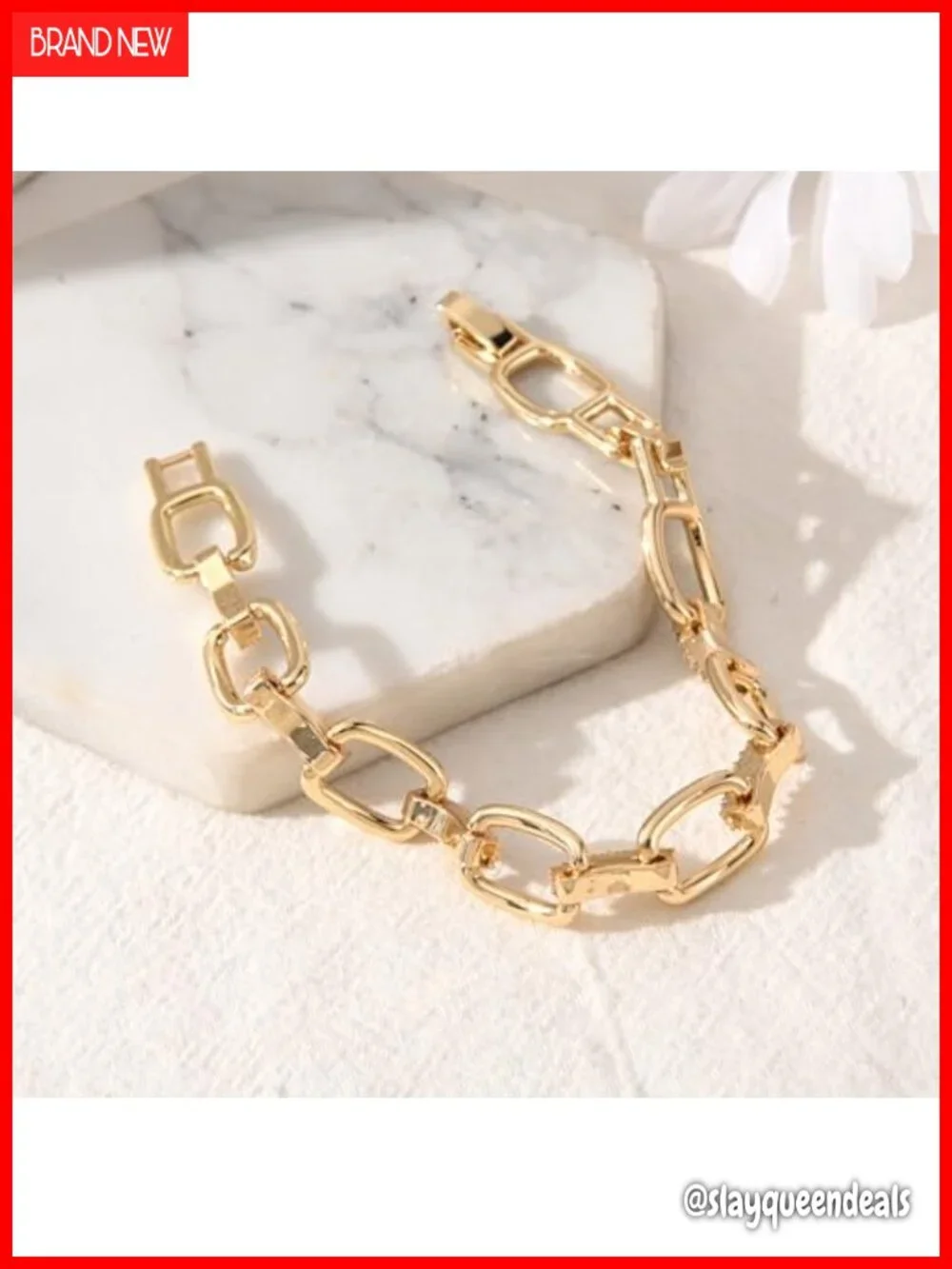 14K Gold and Silver Plated Curb Chain Cuff Bracelet Toggle Clasp